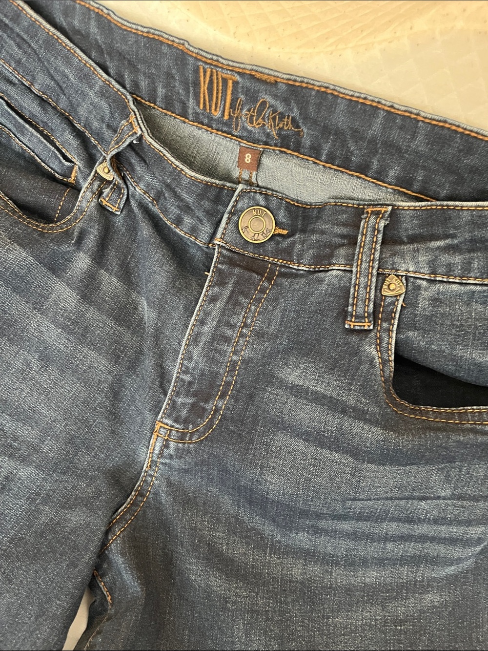 KUT from the Kloth Size 8 Dark Wash Straight Leg Jeans 30” Inseam Stretch Denim